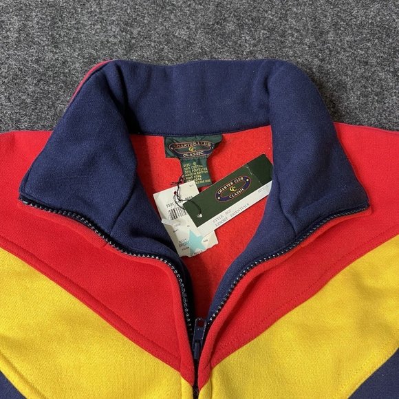 VTG 90s Charter Club Colorblock Zip Sweatshirt Jacket Mens Sm Blue Red Yellow - Picture 2 of 9